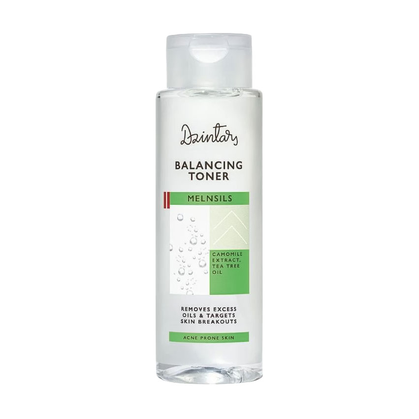 Балансувальний тонік для обличчя Dzintars Melnsils Balancing Toner для шкіри схильної до акне, з екстрактом ромашки та олією чайного дерева, 200 мл